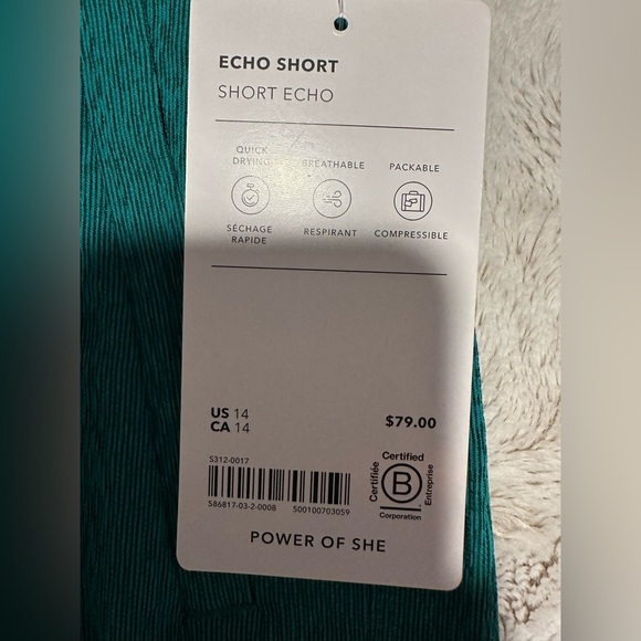Athleta Teal Women's Athletic Echo Shorts Size 14 - Picture 6 of 9